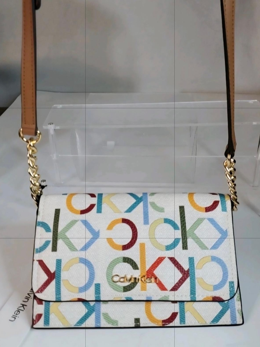 Calvin Klein White Multicolor Logo Shoulder Crossbody